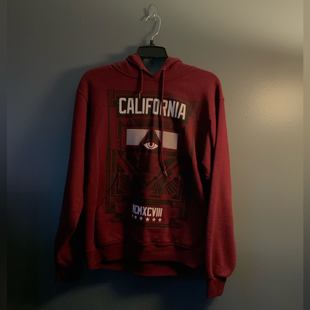 Hawk Small California MCM Hoodie Sweatshirt Burgundy